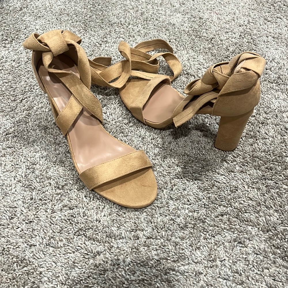 Tie Up Heels. LAST PICTURE IS NOT THE SAME SHOE, JUST THE SAME STYLE!!